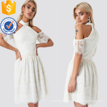 Ombro Frio Manga Curta de Renda Branca Mini Vestido de Verão Fabricação Atacado Moda Feminina Vestuário (TA0288D)